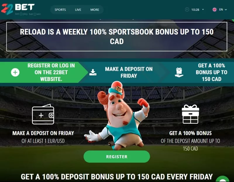 22bet bonus 66