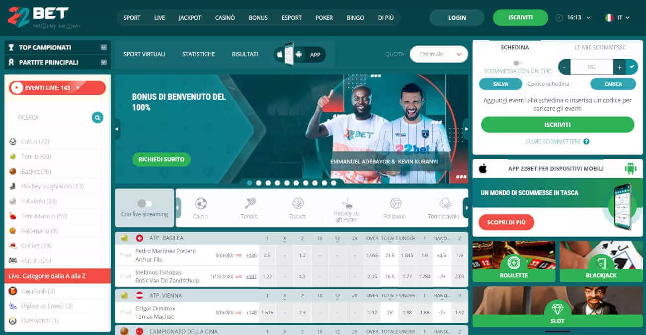22bet bonus senza deposito Download 22bet on Android and iPhone