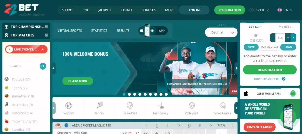 22bet aplikace TOC 4